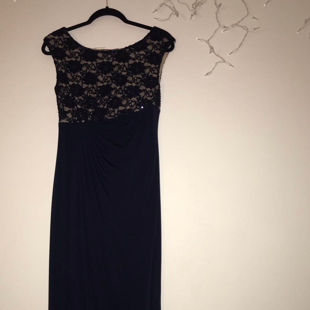 Navy blue maxi evening dress